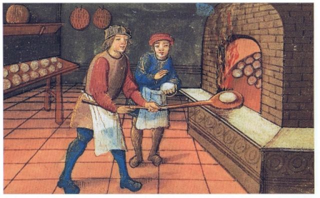 Scene of a Medieval baker.